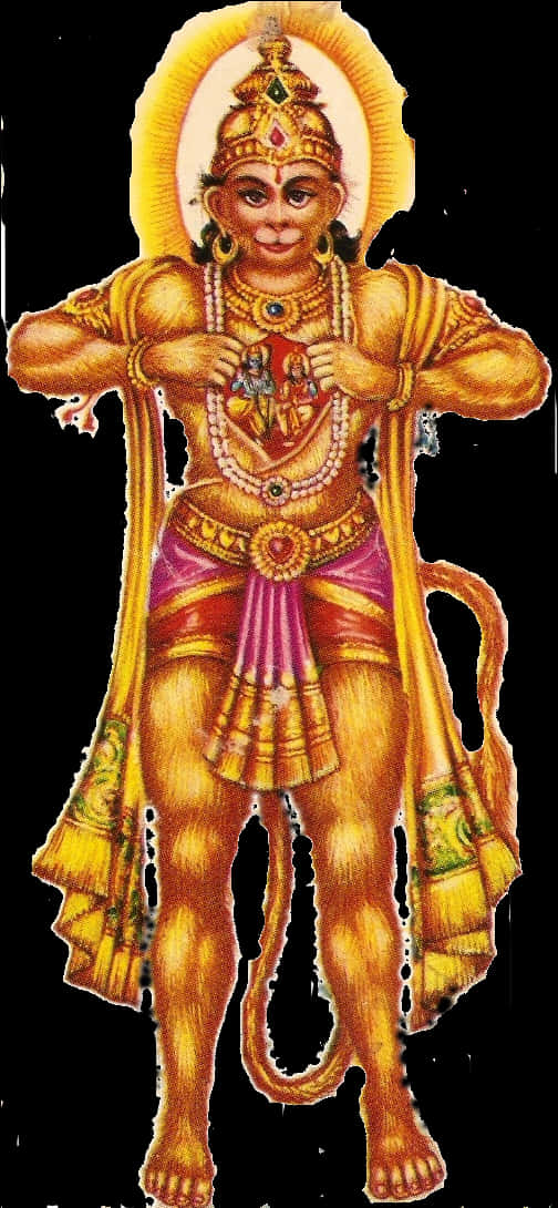 Standing Hanuman Traditional Artwork PNG Image