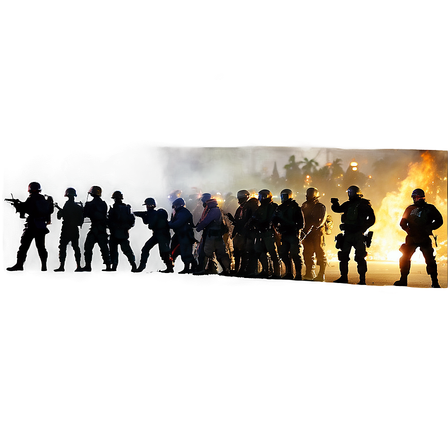 Standoff At Night Riot Png Ndo28 PNG Image