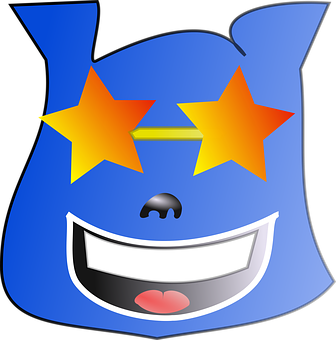 Star Eyed Blue Face Emoji PNG Image