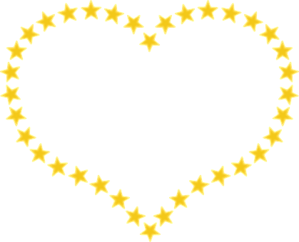 Star Outlined Heart Shaped Graphic PNG Image