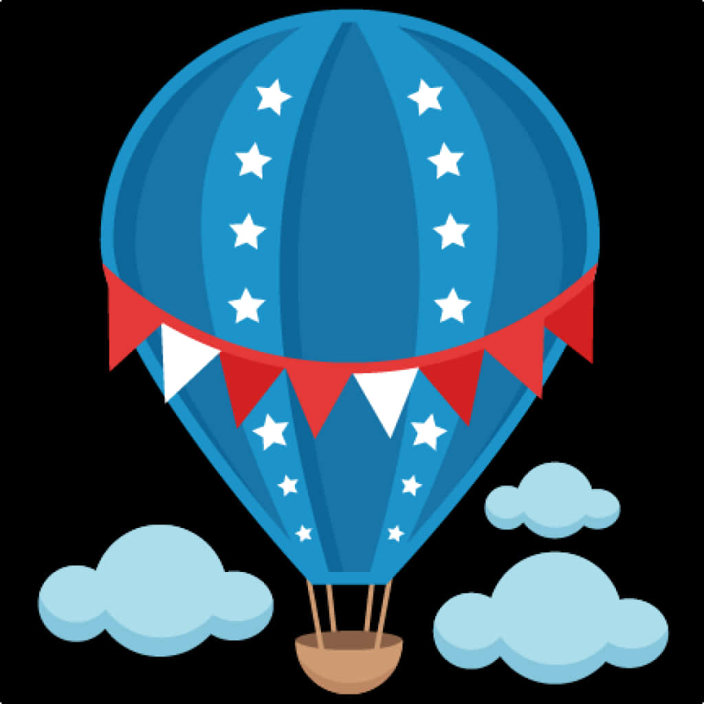 Star Spangled Hot Air Balloon PNG Image