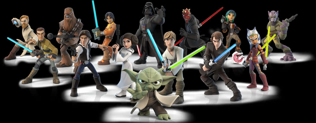 Star Wars Animated Characters Panorama PNG Image