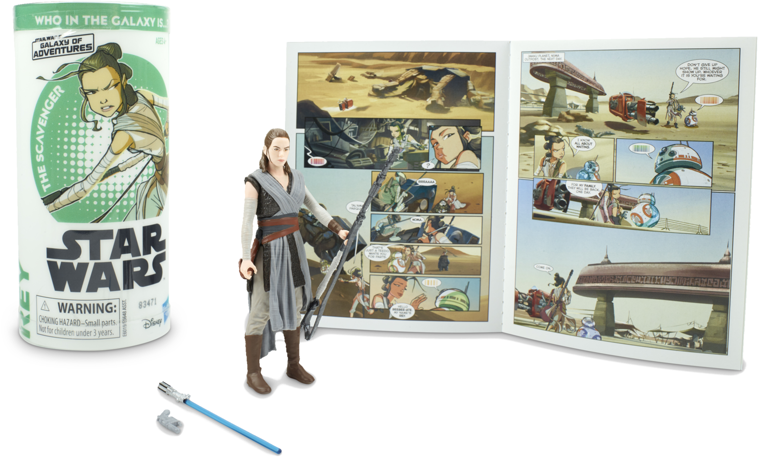 Star Wars Rey Action Figureand Comic Set PNG Image