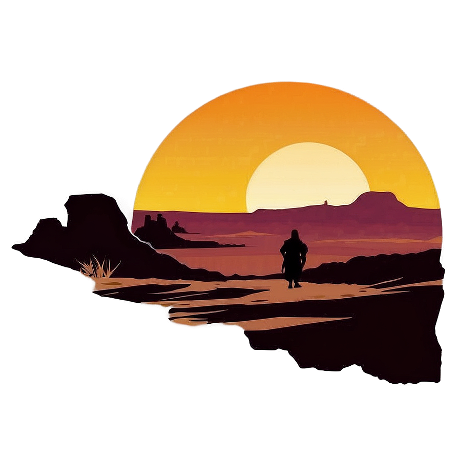 Star Wars Tatooine Sunset Silhouette Png 93 PNG Image