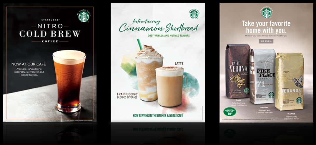 Starbucks Drink Selections Advertisement PNG Image