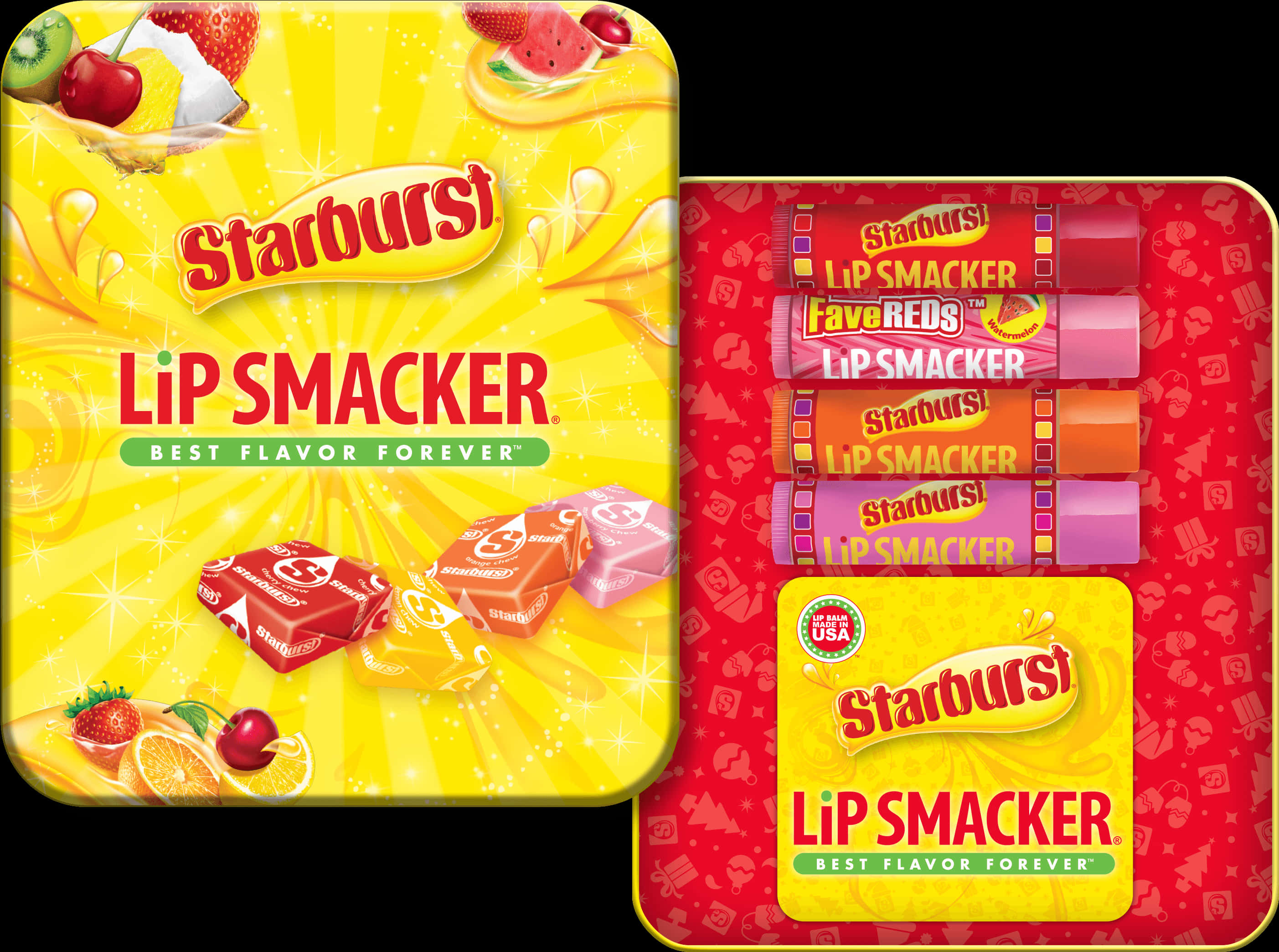 Starburst Lip Smacker Flavored Lip Balm Set PNG Image