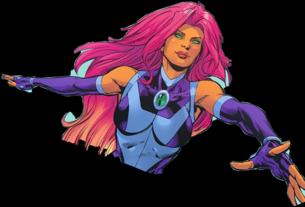 Starfire Flying Action Pose PNG Image