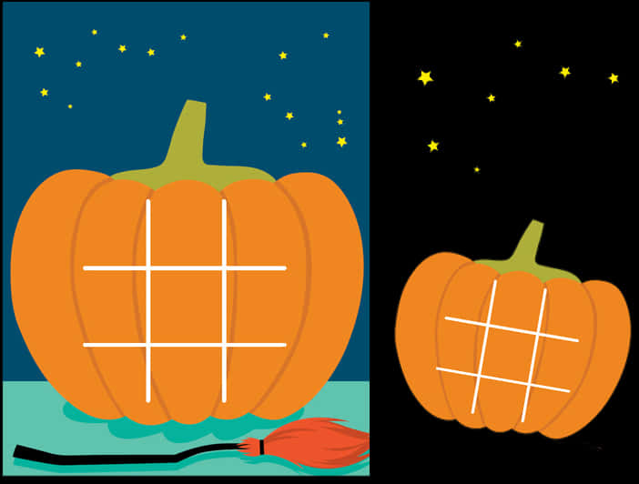 Starry Night Pumpkins Illustration PNG Image