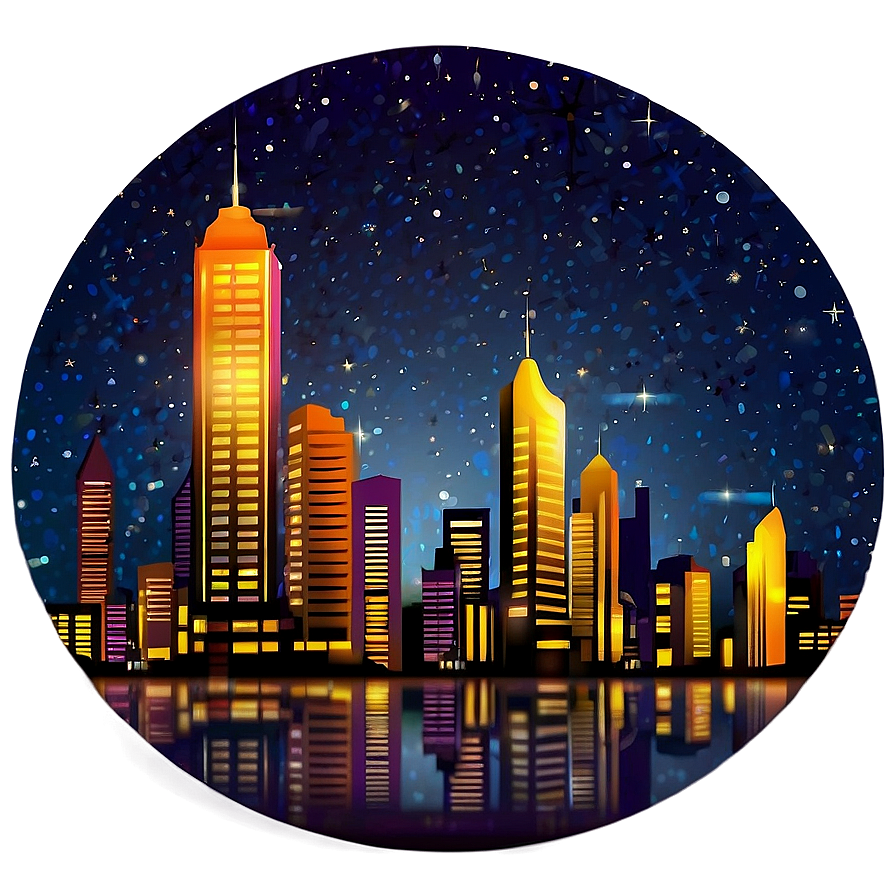 Starry Sky Over City Png 06252024 PNG Image