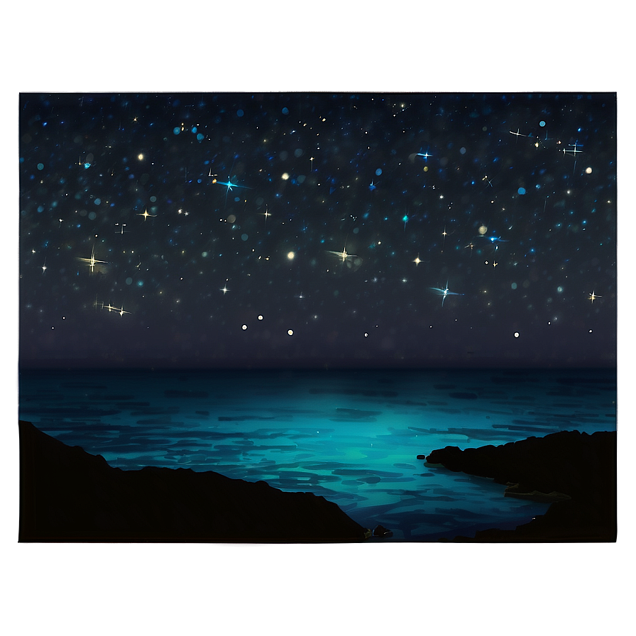 Starry Sky Over Ocean Png Wew PNG Image