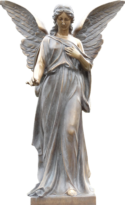 Statueof Angelwith Spread Wings PNG Image