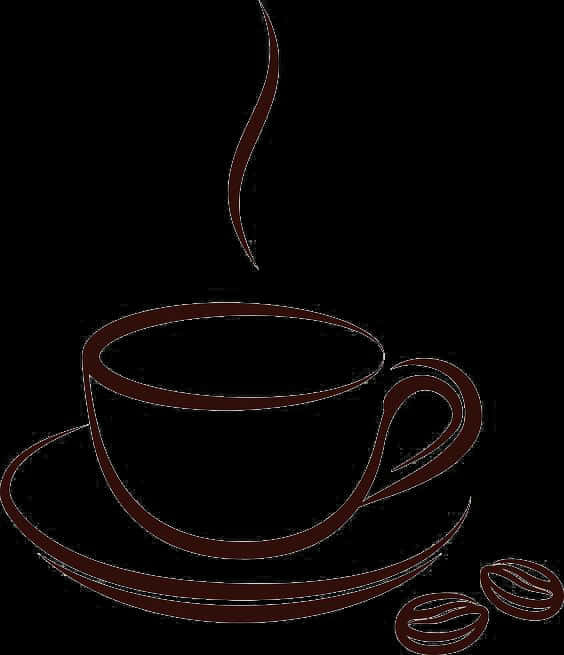 Steaming Coffee Cup Outline PNG Image