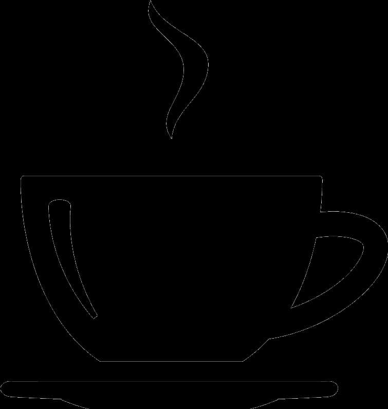 Steaming Coffee Cup Silhouette PNG Image