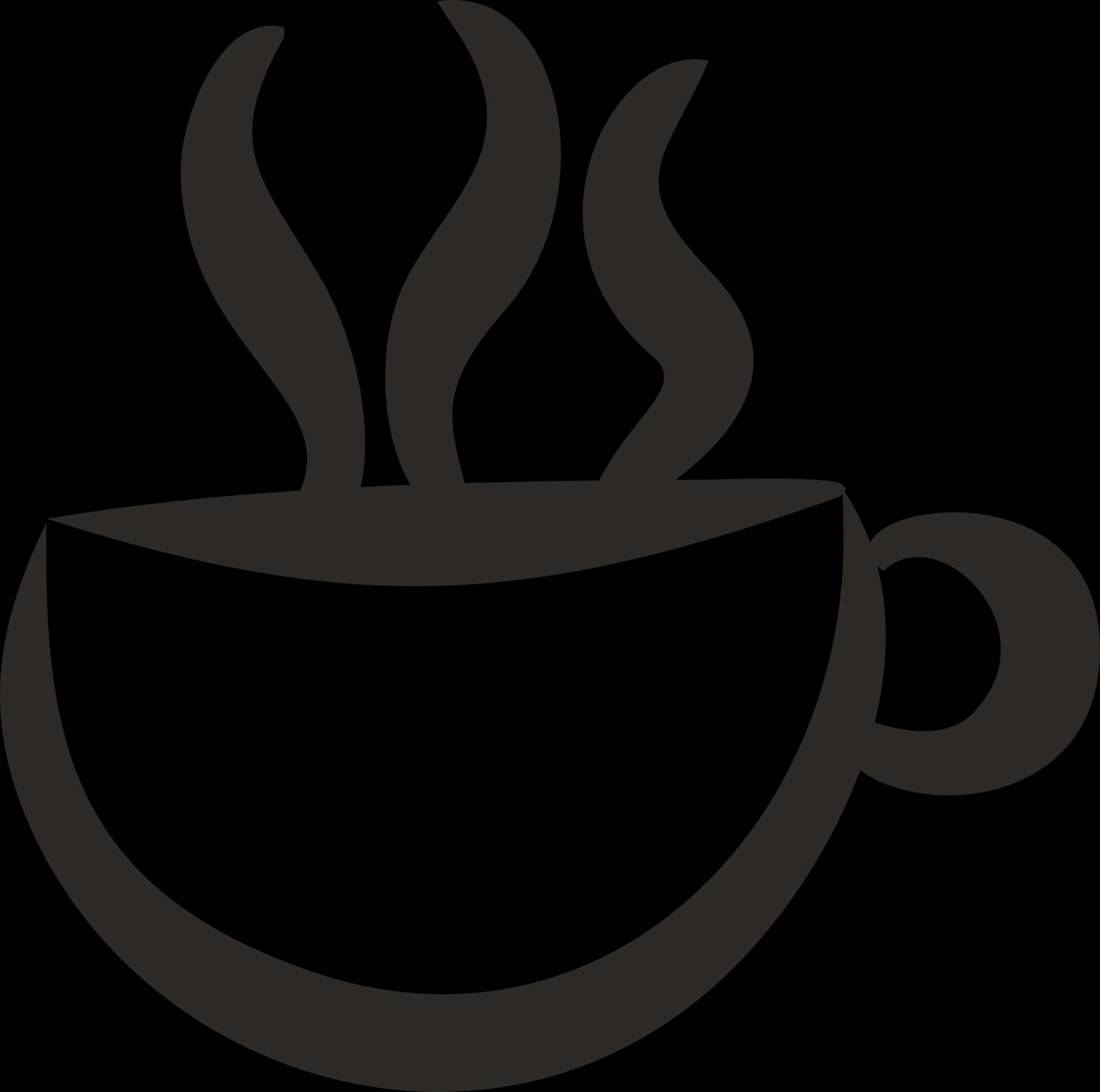 Steaming Coffee Cup Silhouette PNG Image