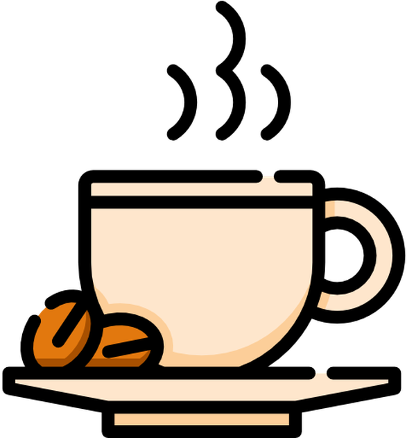 Steaming Coffee Cupand Beans Graphic PNG Image