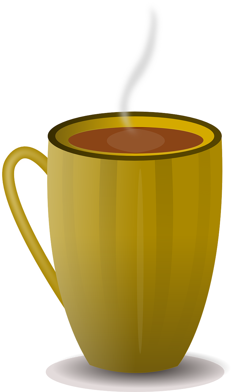 Steaming Golden Tea Cup PNG Image