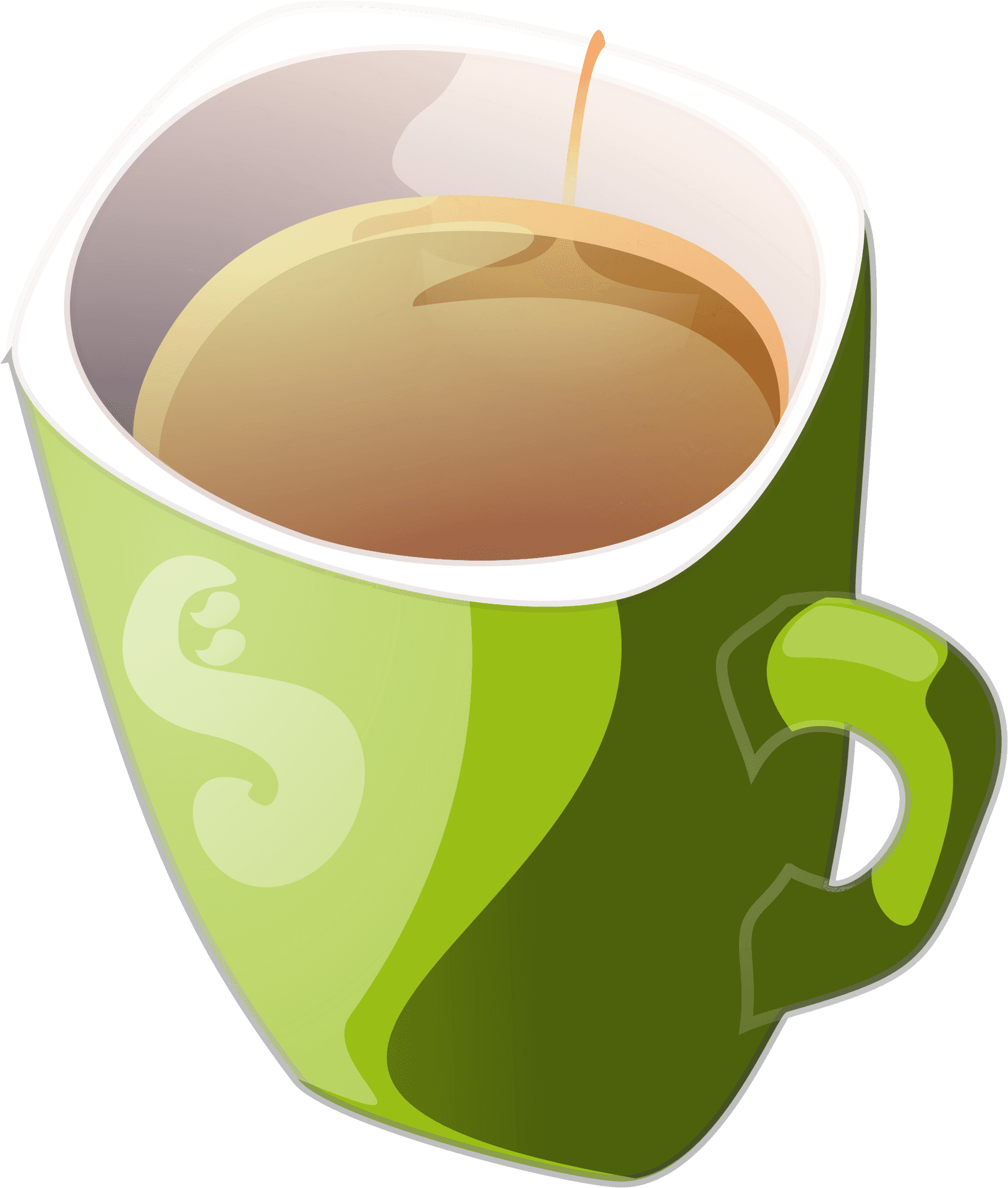 Steaming Green Tea Cup Graphic PNG Image