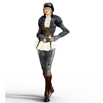 Steampunk Attire Woman PNG Image