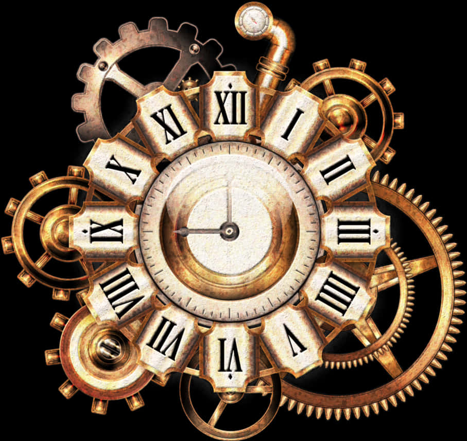 Steampunk Clockwork Design PNG Image