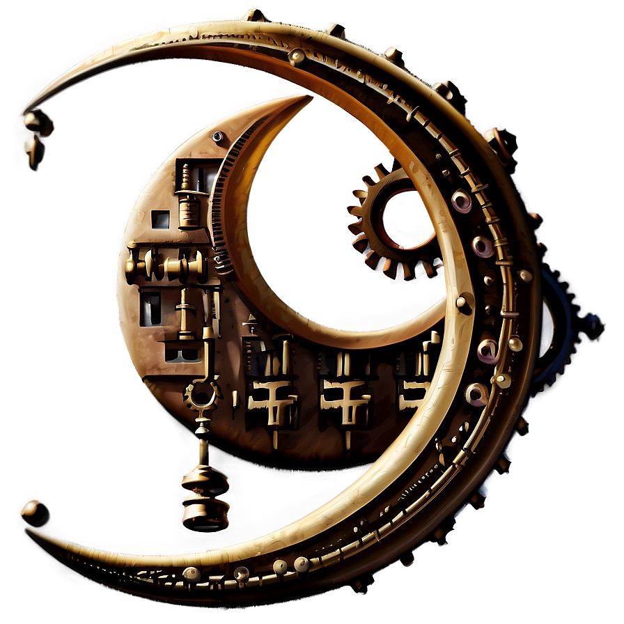 Steampunk Crescent Moon Png Alp44 PNG Image