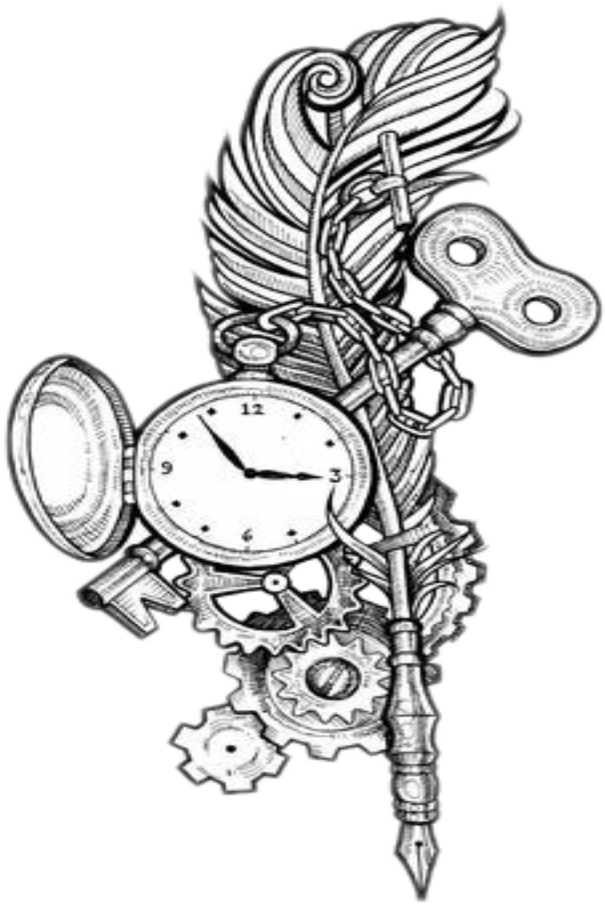 Steampunk Featherand Timepiece Artwork PNG Image