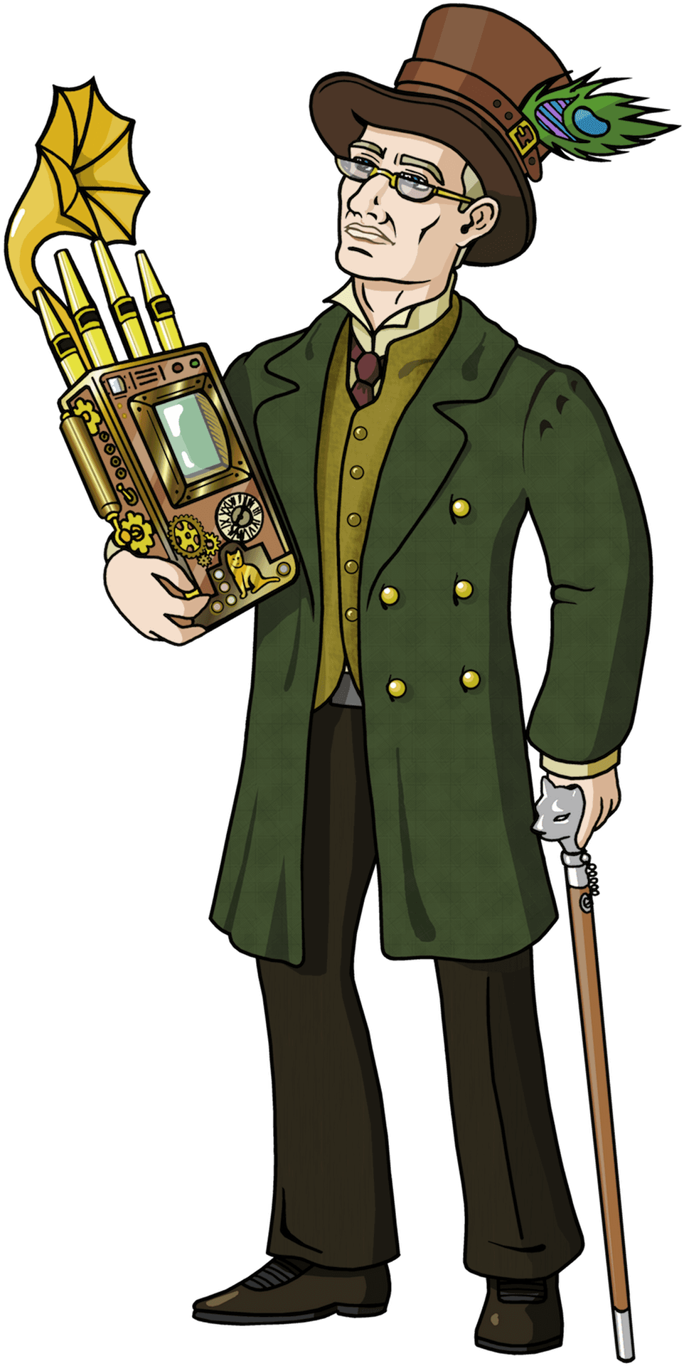 Steampunk Gentlemanwith Gadget PNG Image