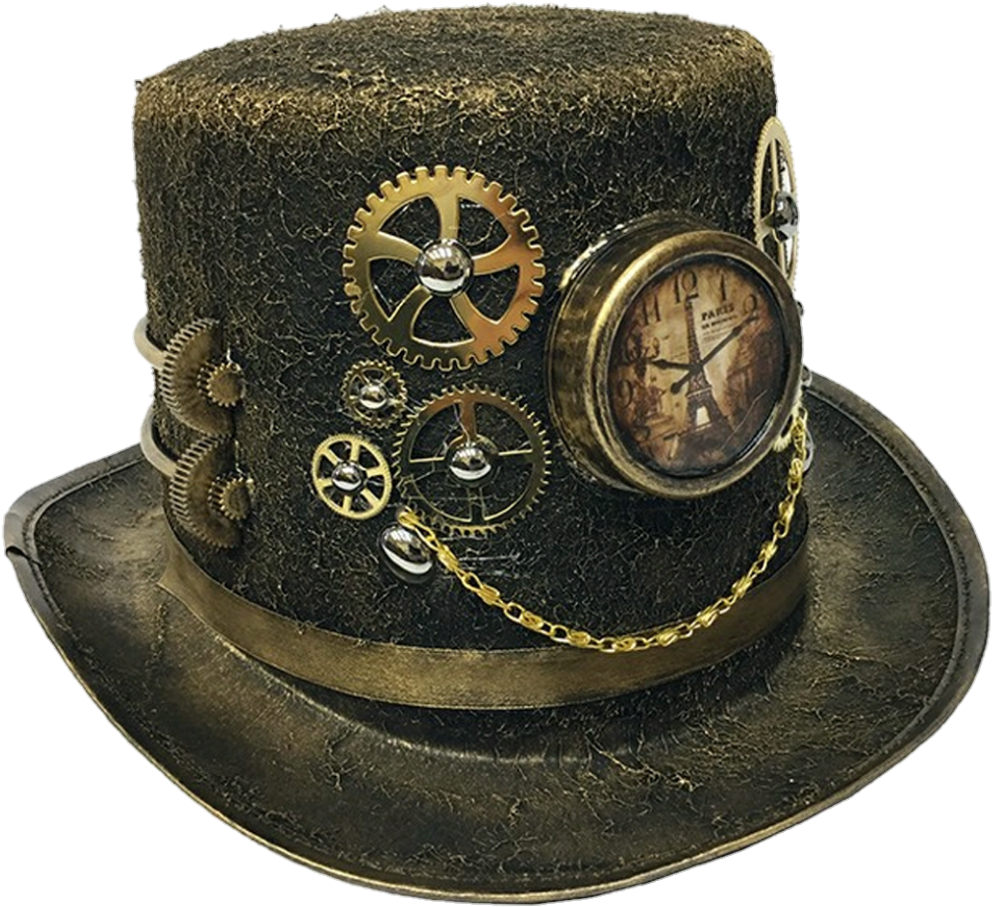 Steampunk Top Hatwith Gearsand Clock PNG Image