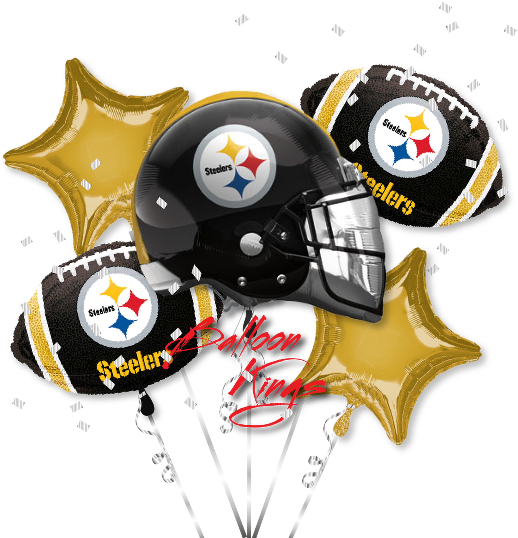 Steelers Themed Balloon Bouquet PNG Image