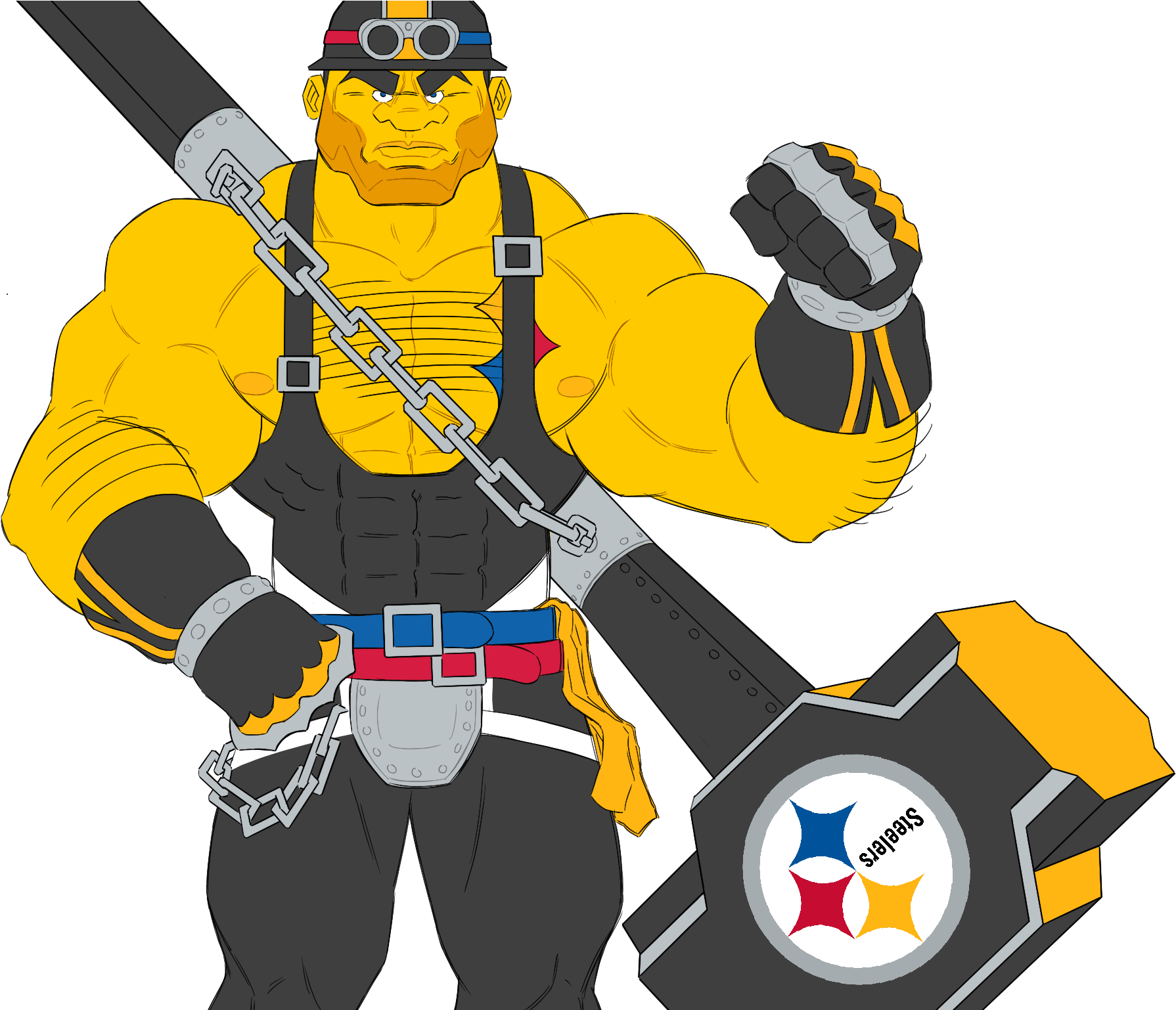 Steelers Themed Superhero Illustration PNG Image