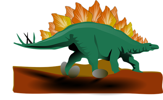 Stegosaurus Silhouette Autumn Leaves PNG Image