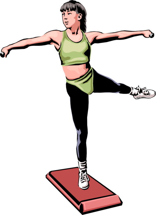 Step Aerobics Exercise Illustration PNG Image