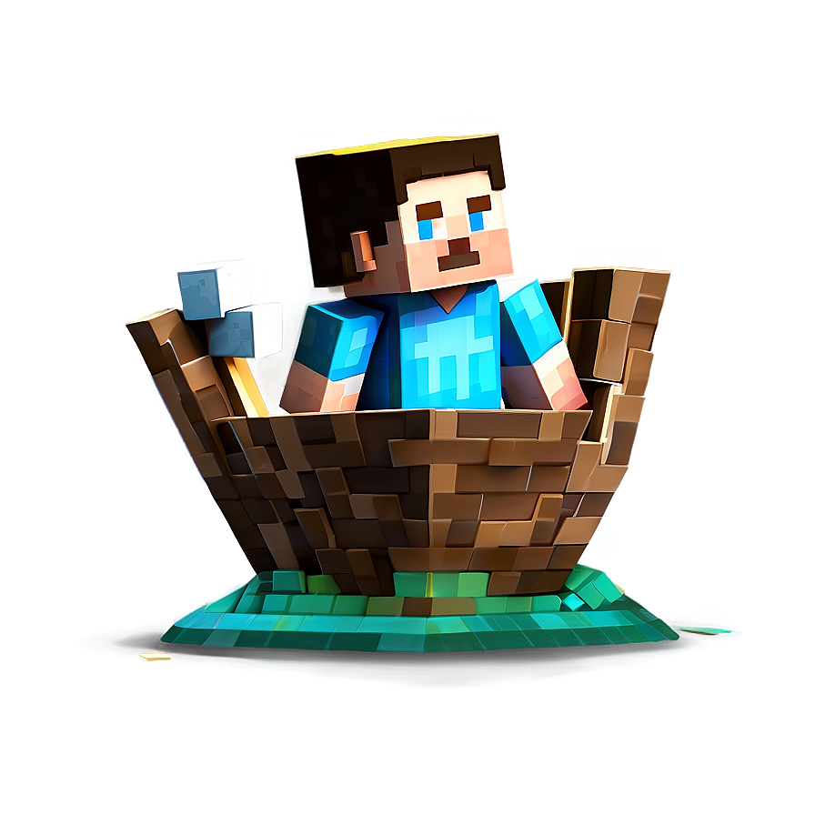 Steve In Boat Minecraft Png 66 PNG Image