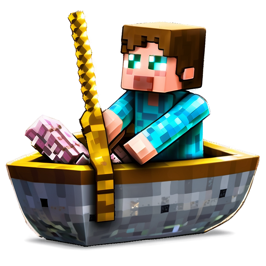 Steve In Boat Minecraft Png Phw PNG Image