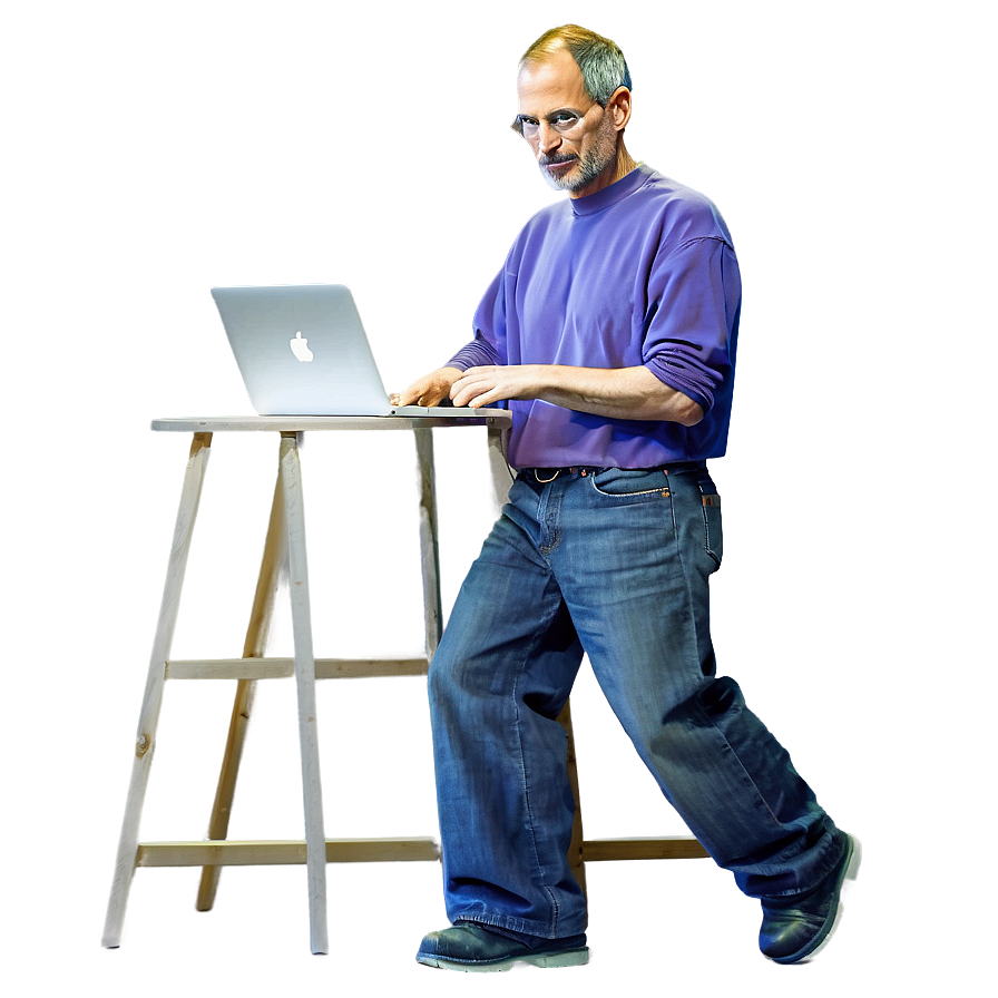 Steve Jobs With Macbook Png Caj23 PNG Image