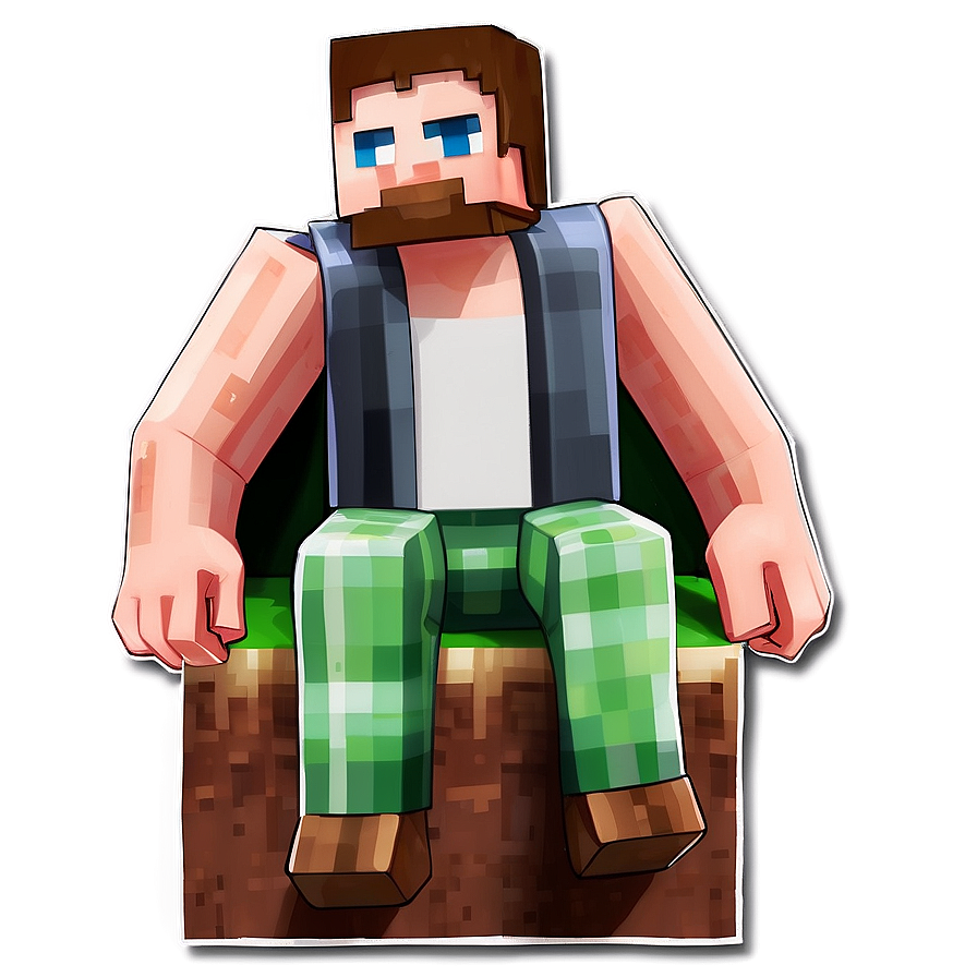 Steve Sitting Minecraft Png Rgn15 PNG Image