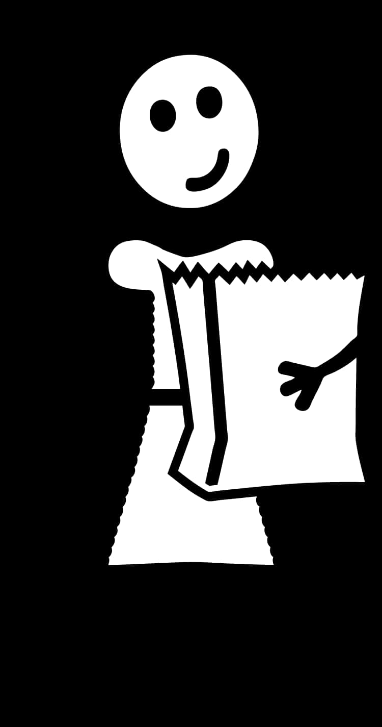 Stick Figure Smilingwith Blank Sign PNG Image