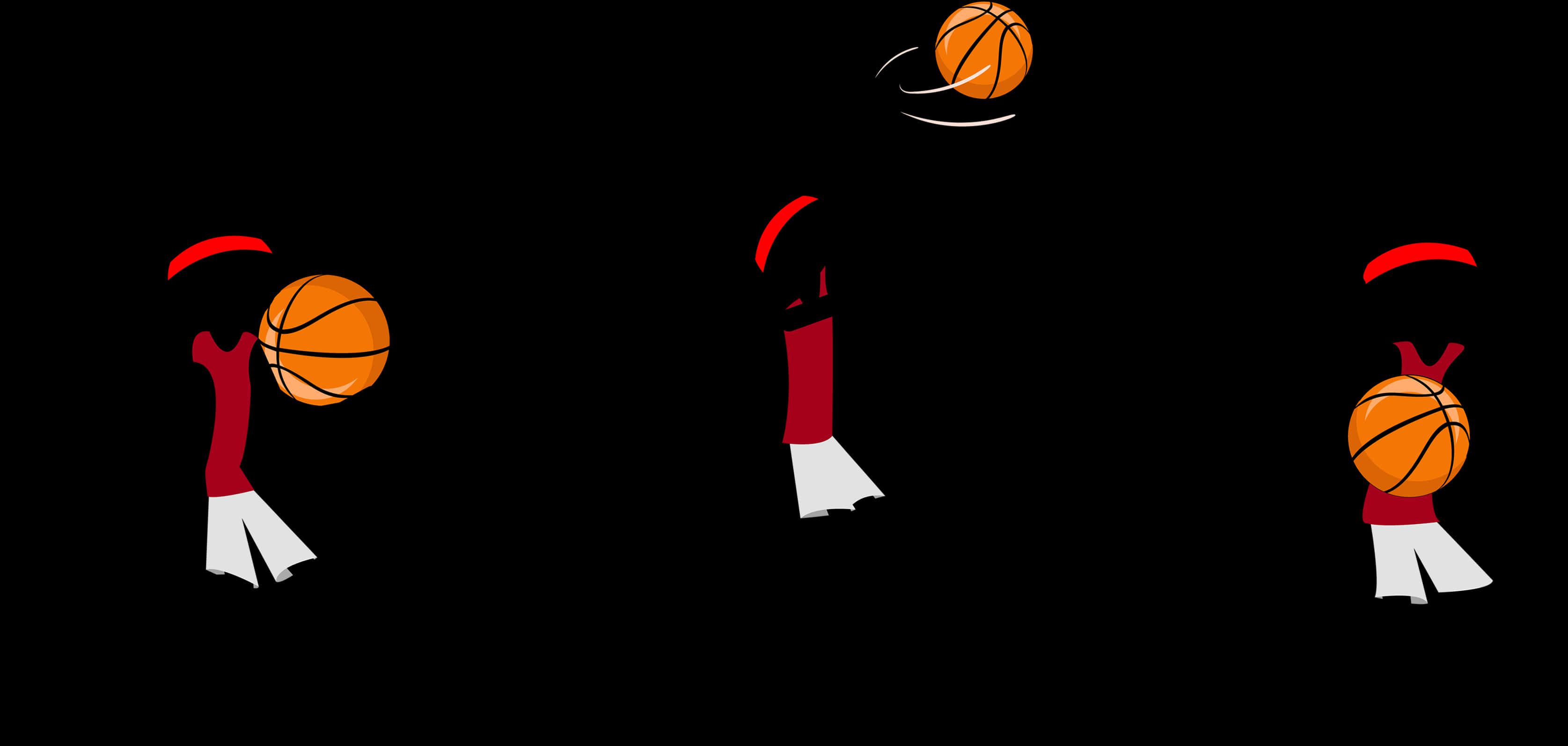 Stickman Basketball Shooting Sequence PNG Image