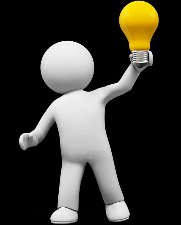 Stickman_ Holding_ Lightbulb_ Idea_ Concept PNG Image