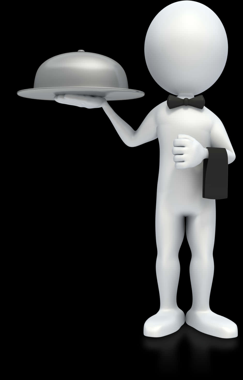 Stickman Waiter Holding Silver Tray PNG Image