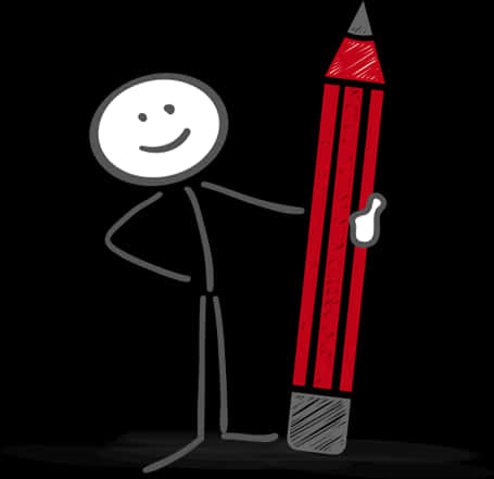 Stickman With Giant Pencil PNG Image