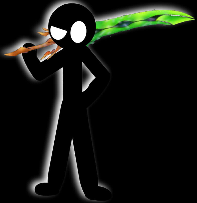 Stickman_with_ Green_ Flame_ Sword PNG Image