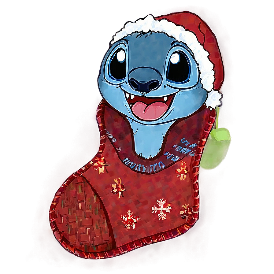 Stitch With Christmas Stocking Png Heb69 PNG Image