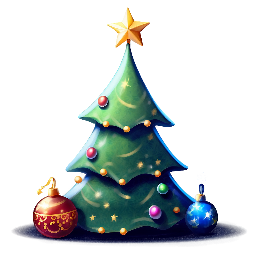 Storybook Cute Christmas Tree Png Qfg PNG Image