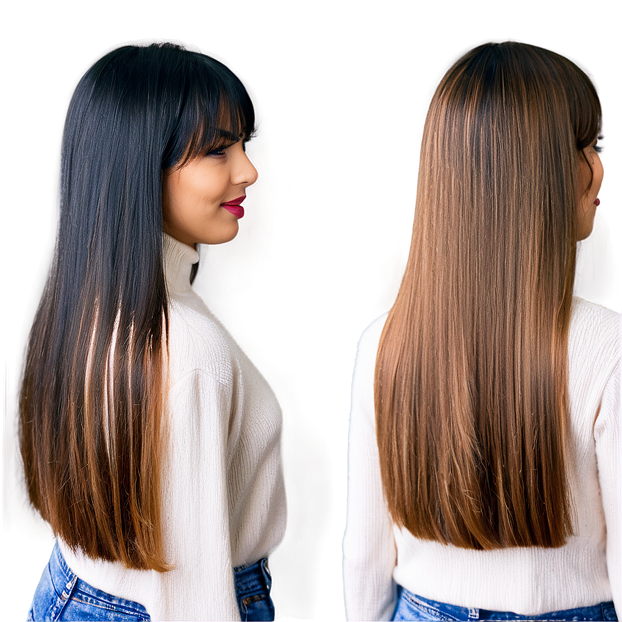 Straight Hair With Bangs Png Rnm7 PNG Image