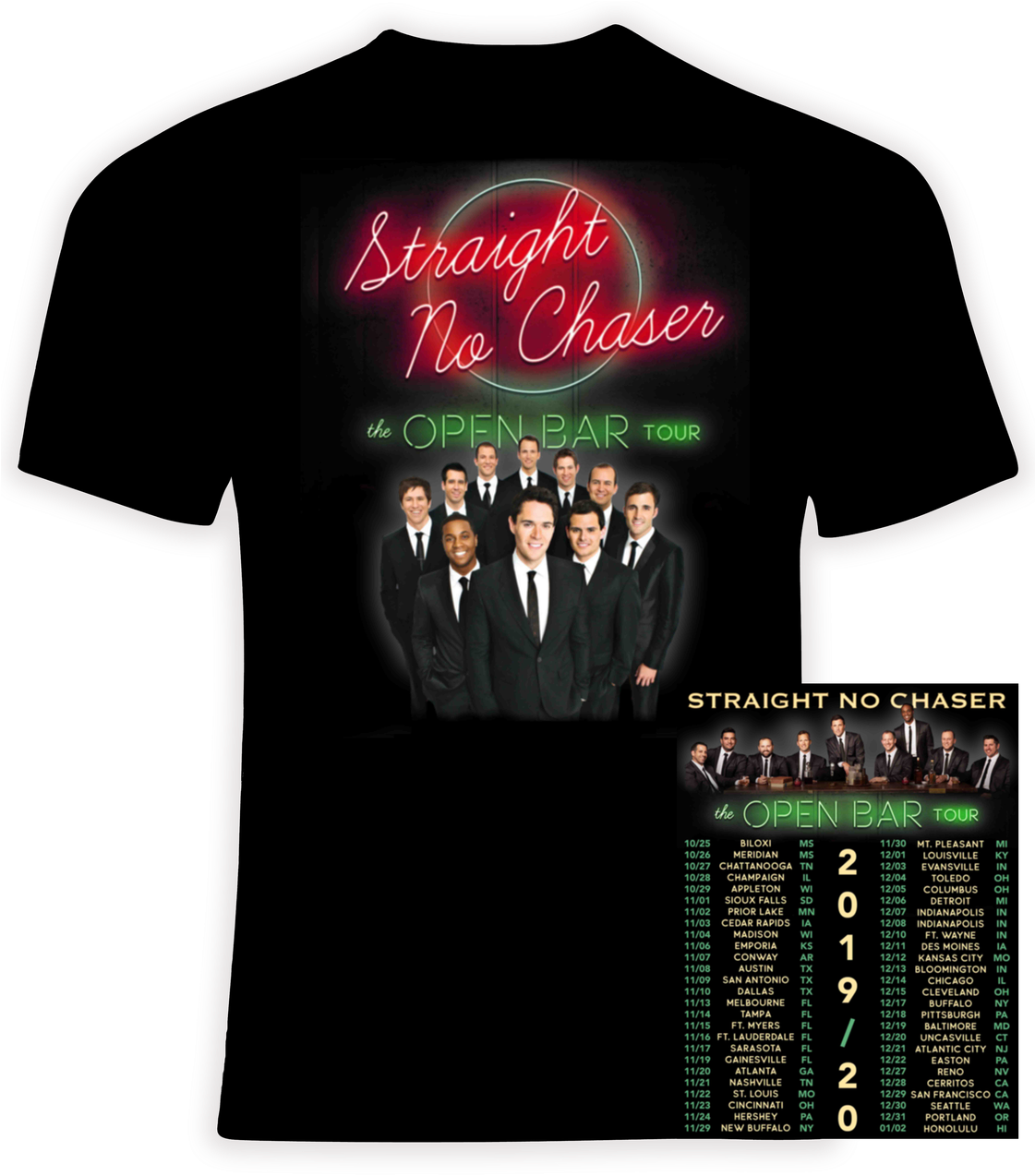 Straight No Chaser Open Bar Tour T Shirt PNG Image