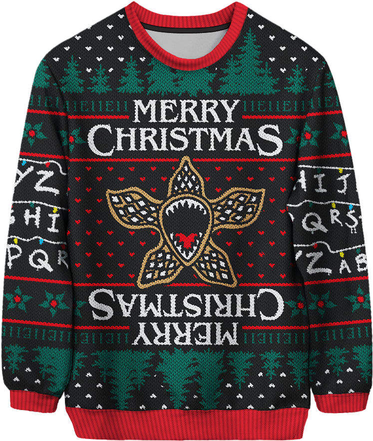 Stranger Things Inspired Christmas Sweater PNG Image