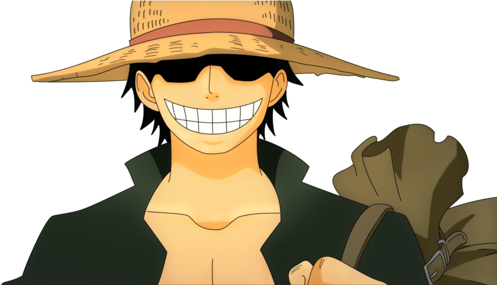 Straw Hat Smiling Anime Character PNG Image