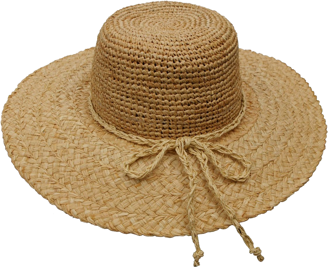 Straw Sun Hatwith Bow Tie PNG Image