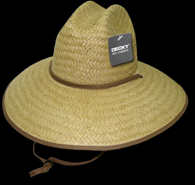 Straw Sun Hatwith Tag PNG Image