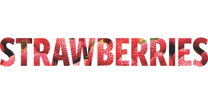 Strawberries Text Design PNG Image